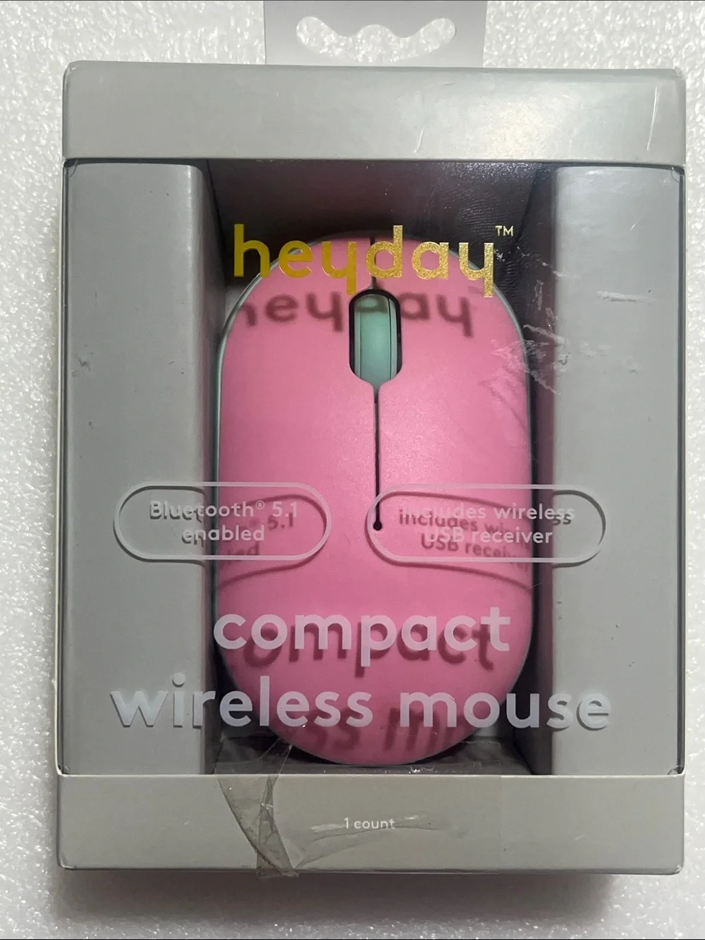 heyday Pink Wireless USB Optical Mouse with Mint Trim